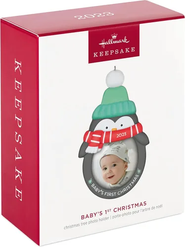 Vista 3 de Hallmark Keepsake Adorno de Navidad 2023, marco de fotos de la primera Navidad del bebé
