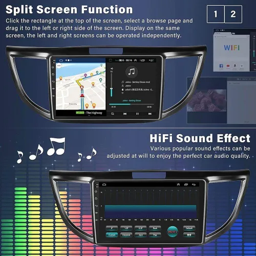 Vista 5 de Android 13.0 Estéreo de coche doble DIN para Honda CRV 2012-2016 10 pulgadas HD pantalla táctil audio multimedia receptor con Carplay Android Auto