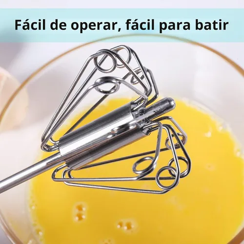 Vista 7 de Newness Batidor de Huevos, [Paquete de 2 de 10 y 12 pulgadas] Batidora Manual de Empuje de Acero Inoxidable para el Hogar - Herramienta Versátil