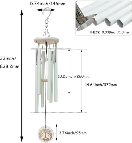 Vista 5 de Aoedelyart Campanillas de Viento del Árbol de la Vida para Exteriores en Liquidación, Campanillas de Viento para la Pérdida de un Ser Querido