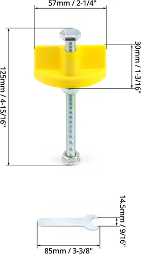 Vista 6 de QWORK Localizador de azulejos, paquete de 10 reguladores de nivel de azulejos de cerámica de pared, altura ajustable de 0.197-3.543 in, localizador