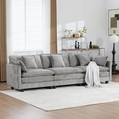 Vista 22 de Modular Sectional Couches Sofa, 4-Seat Cloud Couch with Double Layer Upholstered Seat Cushion, Breathable Chenille Fabric, for Living Room Bedroom
