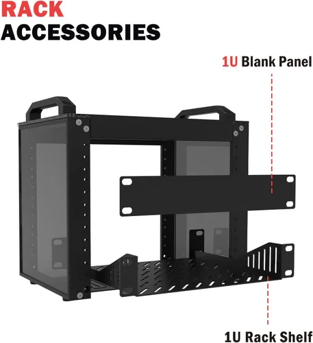Vista 5 de GeeekPi Bastidor de servidor 4U, mini rack de red de 10 pulgadas para equipos de red, servidores, audio y video, montaje en rack DeskPi RackMate T0