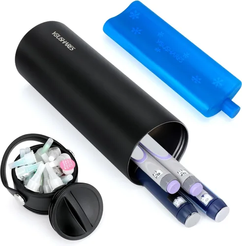 Vista 9 de YOUSHARES - Estuche de viaje enfriador de insulina eléctrico, refrigerador médico con temperatura personalizada y pantalla de 35-68°F, con banco