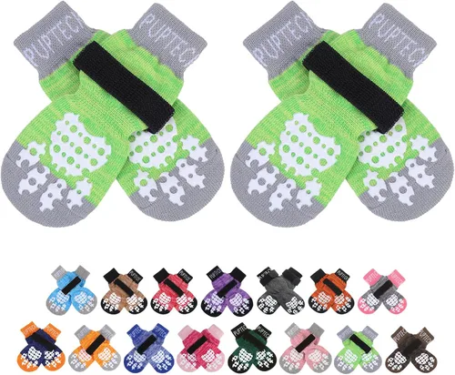 Vista 14 de PUPTECK Calcetines antideslizantes para perros con agarres de doble cara para perros pequeños, medianos y grandes, suelos de madera dura que evitan