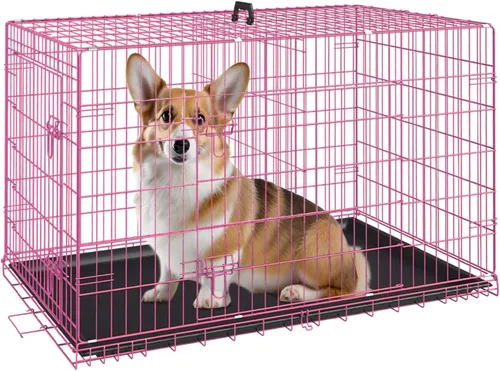 Vista 43 de [Usado] FDW Jaula para perros pequeños de 24 pulgadas plegable de metal con alambre para mascotas, doble puerta con panel divisor para interiores