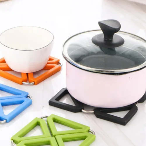Vista 7 de 2 Pcs Silicone Stainless Steel Hot Pot Holder Trivet Mat Foldable