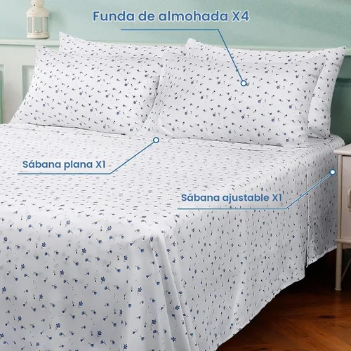 Vista 3 de HOMEIDEAS 6 piezas de sábanas impresas tamaño matrimonial, sábanas de microfibra cepillada extra suave con patrón de 1800 hilos, bolsillo profundo