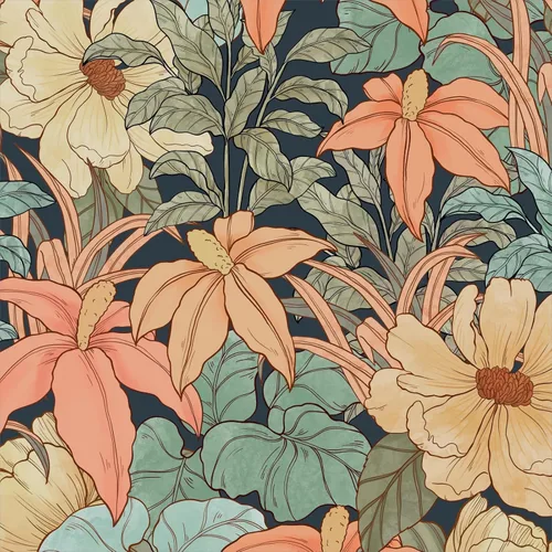 Vista 2 de Laatse Papel Tapiz Floral Despegar y Pegar, Papel Tapiz Vintage de Peonías y Margaritas, Papel de Contacto Floral Autoadhesivo Mural de Pared