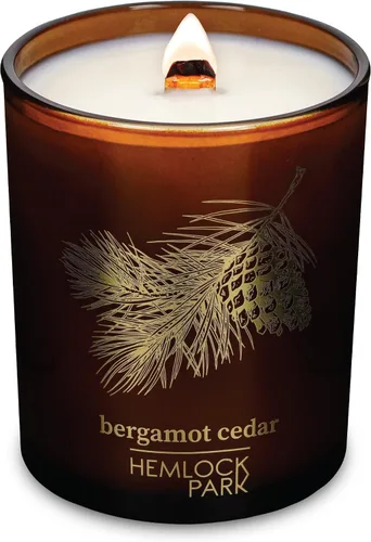 Vista 12 de Hemlock Park Vela de mecha de madera ámbar y dorada hecha a mano con cera de coco natural (estándar de 7.2 onzas, ámbar) Crackling Wood Wick