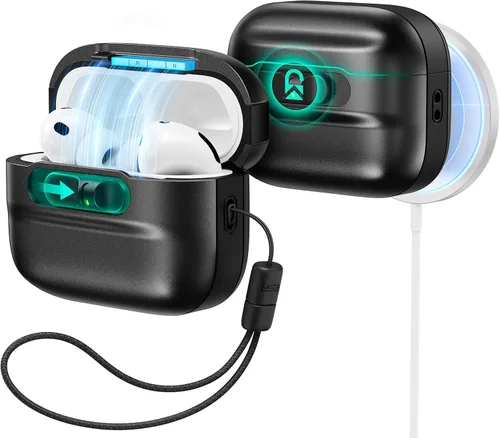 Vista 26 de ESR Funda para AirPods Pro (2023/2022/2019, 2ª/1ª generación), compatible con Airpods Pro 2 (cable USB-C/Lightning), listo para MagSafe, bloqueo