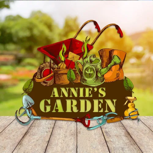 Vista 6 de MeMate Letreros de jardín, letreros de metal personalizados para jardín, letrero de jardín para personalizar, arte de pared con nombre personalizado