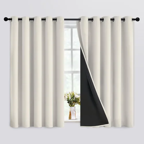 Vista 26 de SimpleHome - Cortinas opacas 100% para recámara, cortinas de ventana con ojales beige, con aislamiento térmico, cortinas de oscurecimiento