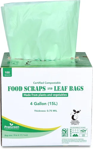 Vista 9 de Bolsas de compostaje de 33 galones, bolsas de basura compostables, extra gruesas de 1.1 mil, bolsas de compost para cocina, bolsas de basura