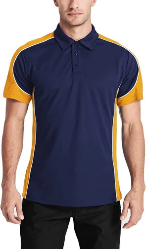 Vista 2 de MAGCOMSEN Polo de golf para hombre, manga corta, 3 botones, secado rápido, estilo casucal, piqué
