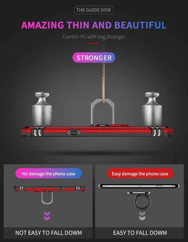 Vista 7 de YaHan Funda para Xiaomi Redmi Note 9, anillo giratorio de 360 grados, soporte híbrido, resistente, de doble capa, a prueba de golpes, con protector