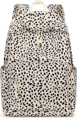 Vista 8 de Mochila escolar para adolescentes, mochila grande de pana ligera, para niñas, niños, casual, escuela secundaria, universidad, Leopardo-albaricoque