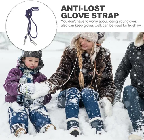 Vista 3 de EXCEART Clips para guantes con correa elástica ajustable, clips para guantes de invierno para gorros, clips de nailon para colgar el cuello, cuerda