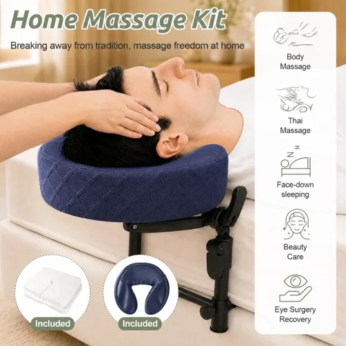 Vista 2 de Reposacabezas de masaje para cama, cuna ajustable para masaje facial en casa, kit de mesa de masaje portátil para colchón de dormir, almohada boca