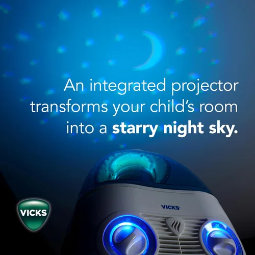 Vista 5 de Vicks Humidificador de niebla fría filtrada Starry Night, habitaciones medianas a grandes, tanque de 1 galón - Humidificador de niebla fría