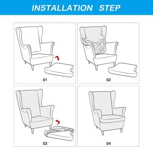 Vista 7 de OBCREAT Fundas para silla Wingback, 2 piezas de terciopelo elástico con respaldo de ala, fundas de sofá para silla de ala suave con parte inferior