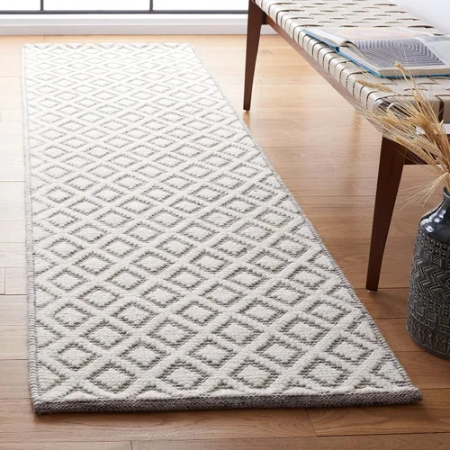 Vista 50 de SAFAVIEH Vermont Collection - Alfombra decorativa de 2 pies 3 pulgadas x 4 pies, marfil y negro, lana hecha a mano, ideal para zonas de alto tráfico