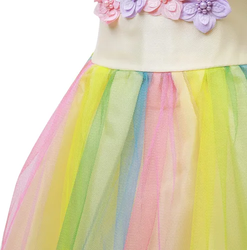Vista 6 de Disfraz de unicornio para niñas falda arco iris regalo de cumpleaños fiesta de cumpleaños