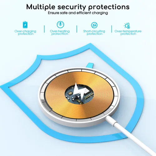 Vista 9 de Cargador inalámbrico magnético para iPhone, 2 paquetes de 6 pies [Certificado Apple MFi] Cable de cargador Mag-Safe magnético inalámbrico con bloque