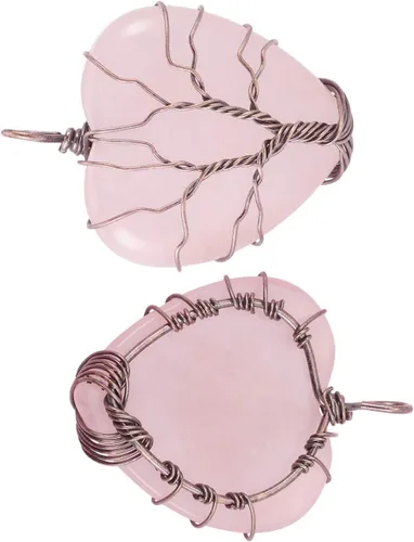 Vista 2 de TUMBEELLUWA Colgante de corazón curativo de árbol de cristal natural, collar de chakra envuelto en alambre con cuerda de cera Reiki elegante joyería