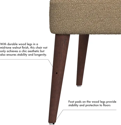 Vista 6 de Homepop Decoración del hogar Silla de comedor lateral tapizada Hemet Gayle Muebles decorativos para el hogar, bouclé marrón (paquete individual)