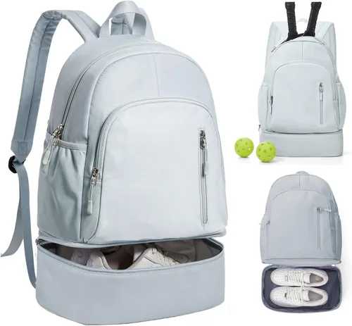 Vista 9 de BJLFS Mochila de gimnasio para mujeres y hombres con compartimento expandible para zapatos, mini mochila plegable para exteriores, bolsa