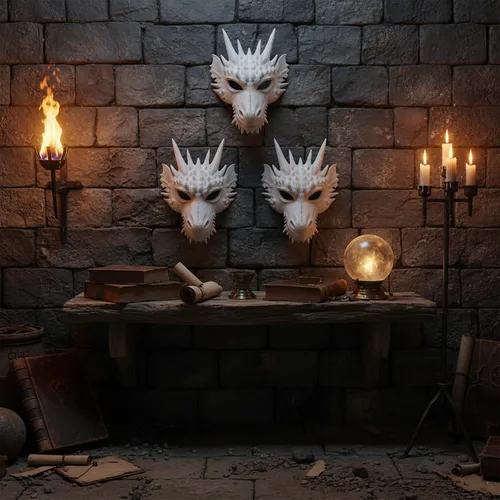 Vista 8 de LUOZZY 3 máscaras de dragón blanco Animal Skull Cosplay Halloween Party Costume