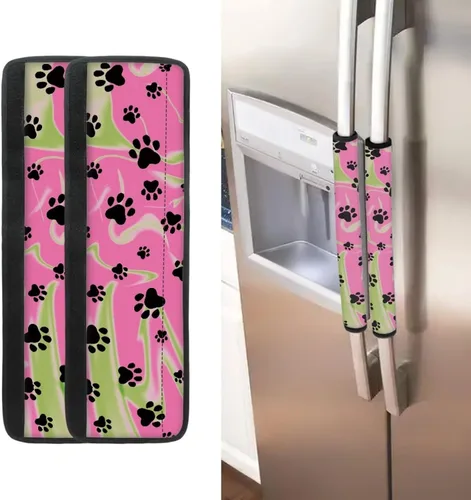 Vista 26 de Juego de 2 fundas para manija de puerta de refrigerador con estampado de copos de nieve de aguacate, protector de manija de puerta de cocina lavable