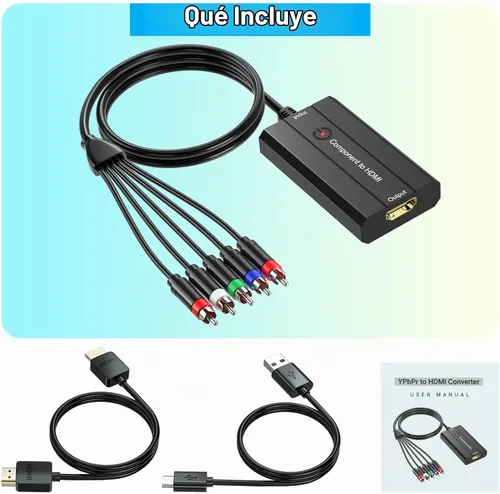 Vista 2 de Convertidor de componente macho a HDMI para DVD/STB/VHS con componente hembra para mostrar en televisores de alta definición