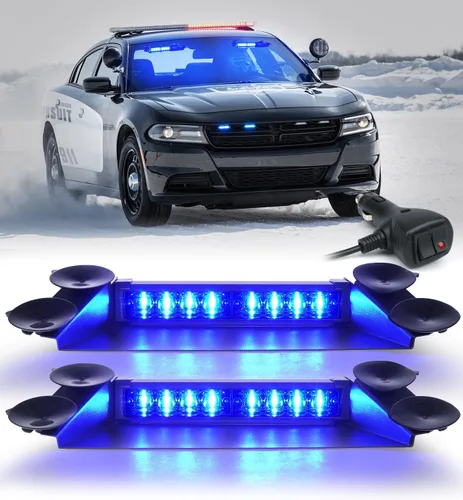 Vista 12 de LUMENIX Barras de Luces Estroboscópicas LED de Emergencia para Salpicadero de Aluminio, Advertencia de Seguridad para Parabrisas Delantero