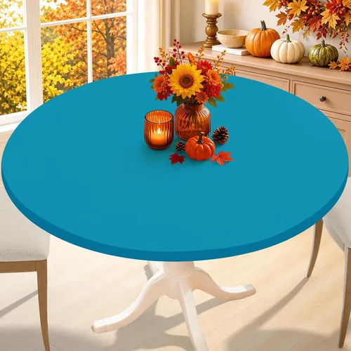 Vista 30 de Smiry - Mantel redondo de elastano, manteles ajustados lavables elásticos para mesas de 36 a 44 pulgadas, cubierta de mesa de picnic elástica