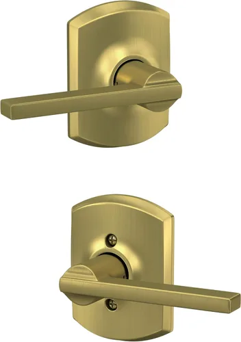 Vista 33 de Schlage F51A LAT 716 Latitude - Manija de puerta con bloqueo de entrada con llave, en acabado de bronce envejecido