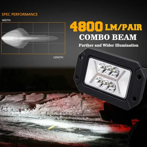 Vista 9 de Chelhead Luces antiniebla LED de montaje empotrado con DRL blanco de 6.3 pulgadas con haz combinado de vainas LED todoterreno compatibles