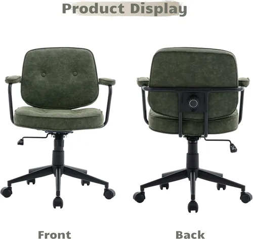 Vista 7 de HEAH-YO Juego de 1 sillas de escritorio modernas sin brazos, silla giratoria para computadora con ruedas y reposabrazos, silla de oficina ajustable