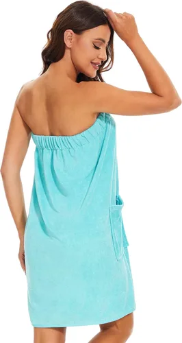 Vista 3 de Knuffnee Toalla de baño para mujer, bata de baño para spa, bata de baño ajustable con cierre a presión