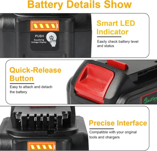Vista 3 de waitley Batería de repuesto de 20 V 6.0 A compatible con herramientas eléctricas inalámbricas Dewalt DCB200 DCD DCF DCG Series