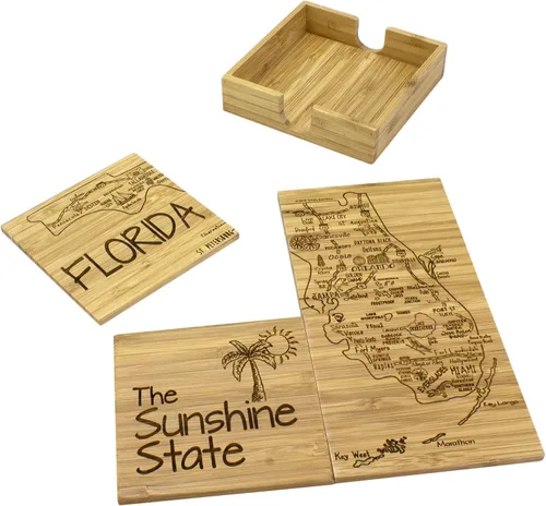 Vista 12 de Totally Bamboo California State Puzzle - Juego de posavasos de bambú de 4 piezas con estuche