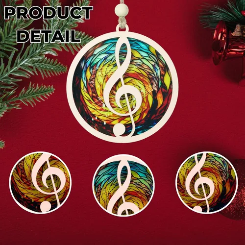 Vista 5 de Adorno para amantes de la música, recuerdo acrílico para árbol de Navidad de madera para profesores, fanáticos del piano, regalos para profesores