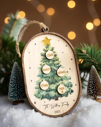 Vista 14 de Adornos de Navidad personalizados 2025 – Adornos personalizados de globo de nieve para familias de 2, 3, 4, 5, 6, 7, 8, 9 y 10 miembros, adorno