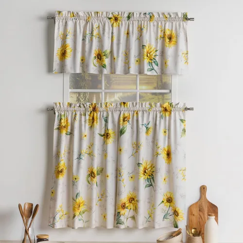 Vista 81 de Maison d' Hermine Juego de cortinas de cocina para ventanas, juego de cortinas de cocina 100% algodón, cenefas para el hogar [2 niveles