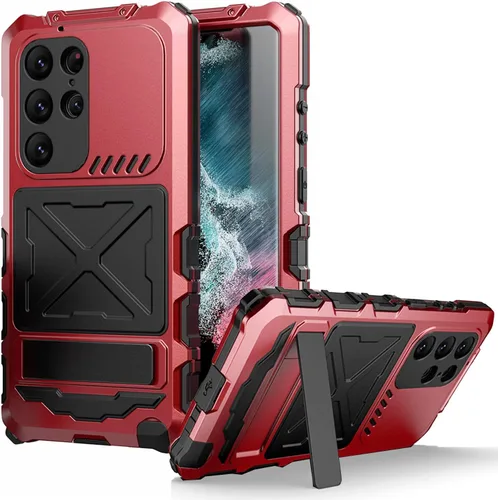 Vista 10 de Simicoo Samsung S23 Ultra - Funda de metal para parachoques, color negro, resistente Armor Defender con Gorilla Glass integrado, protección de grado