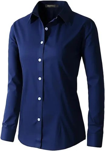 Vista 8 de Beninos Camisas de vestir para mujer, manga larga, con botones, ropa de trabajo
