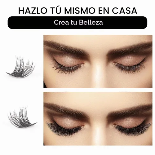 Vista 5 de Pestañas en racimo, 72 pestañas individuales, extensiones de pestañas postizas, extensiones de pestañas postizas reutilizables, aspecto natural