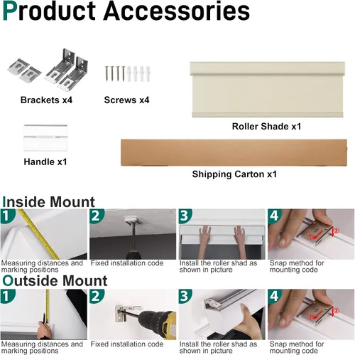 Vista 9 de Persianas enrollables opacas y cortinas sin cordones para ventanas con tela jacquard, protección UV, con aislamiento térmico, persianas