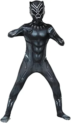 Vista 3 de Disfraz negro para niño, disfraz de pantera de cosplay, disfraces de fiesta temática